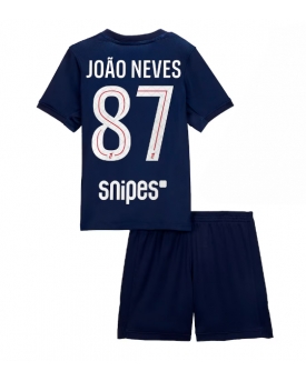 Billige Fotballdrakt Paris Saint-Germain Joao Neves #87 Replika Hjemmedraktsett Barn 2025-26 Kortermet (med bukser)